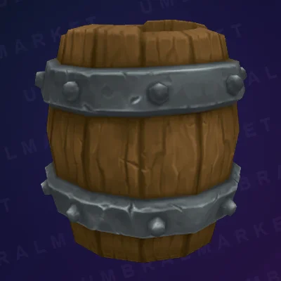 Empty Reinforced Wooden Barrel
