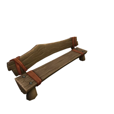 Leather-Banded Wooden Bench — WoW Housing decor